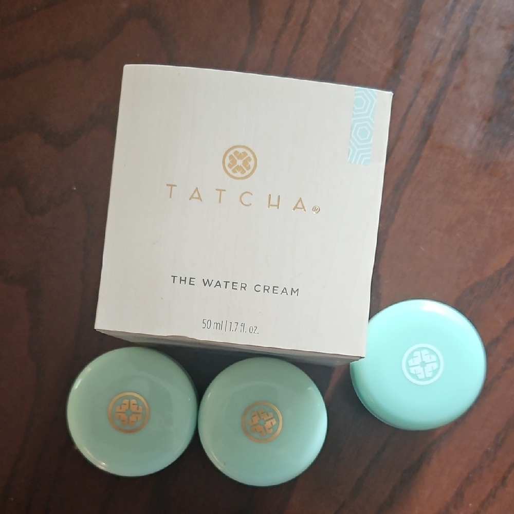 Tatcha Water Cream Trio with Mint and Gold Accents